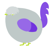 A silver and blurple chicken