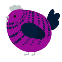 A plum and tumblr chicken with a bar pattern