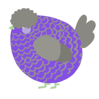 A blurple and ash chicken with a lace pattern
