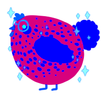 A maroon and overcast chicken with a speckle pattern
