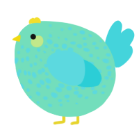 A mint and aqua chicken with a speckle pattern