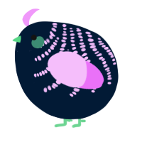 A tumblr and lavender chicken with a half-bar pattern