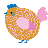 A orange and pink chicken with a lace pattern