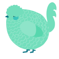 A mint chicken with a lace pattern