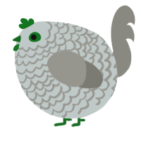 A silver and ash chicken with a lace pattern
