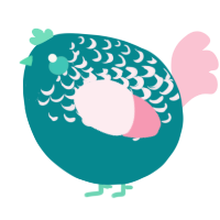 A teal and rose chicken with a half-lace pattern