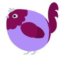 A lilac and wine chicken with a head pattern