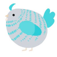 A mist and aqua chicken with a bar pattern