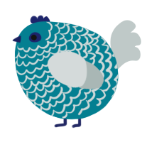 A sea and silver chicken with a lace pattern