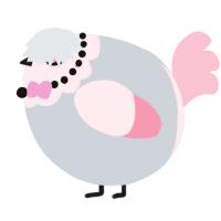 A mist and rose chicken with a head pattern