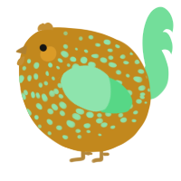 A ochre and spring chicken with a speckle pattern