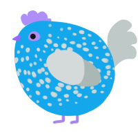 A sky and silver chicken with a speckle pattern