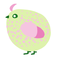 A apple and pink chicken with a speckle pattern