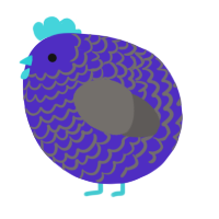 A indigo and grey chicken with a lace pattern