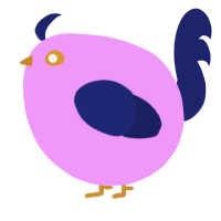 A lavender and navy chicken