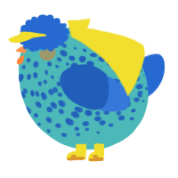 A red and orange chicken with a speckle pattern