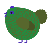 A viridian and olive chicken with a lace pattern