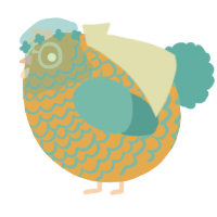 A orange and sky chicken with a lace pattern