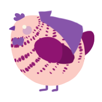 A rose and plum chicken with a bar pattern