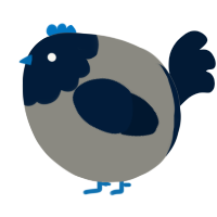 A ash and tumblr chicken with a head pattern