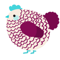 A cream and wine chicken with a lace pattern