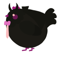 A sable and black chicken with a head pattern