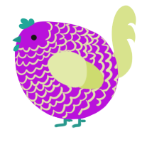 A amethyst and lemon chicken with a lace pattern