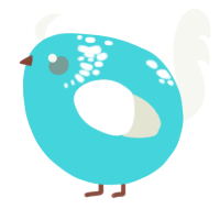 A aqua and white chicken with a neck-speckle pattern