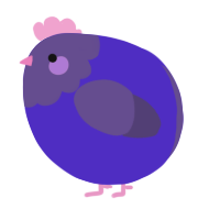 A indigo and overcast chicken with a head pattern