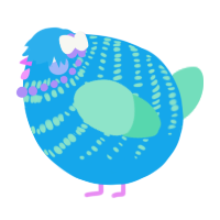 A sky and mint chicken with a bar pattern