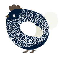 A tumblr and white chicken with a double-lace pattern
