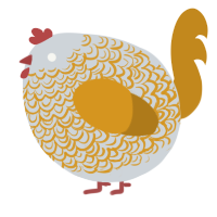 A mist and ochre chicken with a double-lace pattern