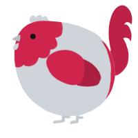 A mist and crimson chicken with a head pattern