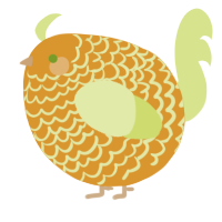 A orange and lemon chicken with a lace pattern