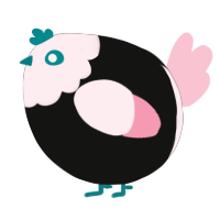 A black and rose chicken with a head pattern