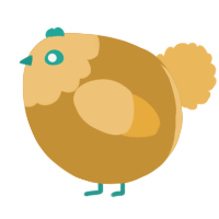 A gold and honey chicken with a head pattern