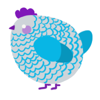 A mist and cerulean chicken with a lace pattern