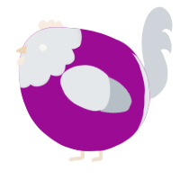 A plum and mist chicken with a head pattern