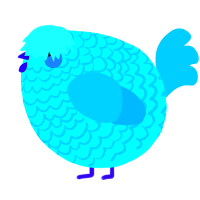 A aqua and sky chicken with a lace pattern