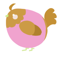 A pink and gold chicken with a head pattern