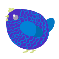 A indigo and sapphire chicken with a lace pattern