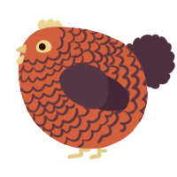 A crimson and navy chicken with a lace pattern