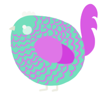 A mint and orchid chicken with a lace pattern
