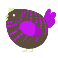 A bark and amethyst chicken with a bar pattern