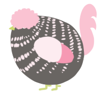 A grey and rose chicken with a bar pattern