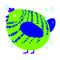 A grass and indigo chicken with a bar pattern