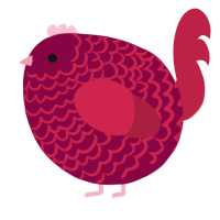 A maroon and crimson chicken with a lace pattern