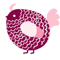 A maroon and rose chicken with a lace pattern