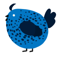 A sapphire and tumblr chicken with a speckle pattern