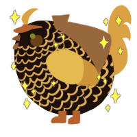 A sable and honey chicken with a lace pattern